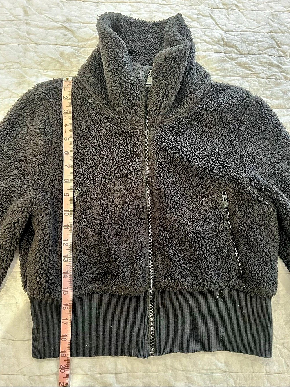 Lauren Ralph Lauren Teddy Fleece Jacket in Black Size Medium petite m R5